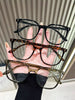 3/1pc Unisex Square Rivet Fashion Glasses, Lightweight Plastic Frame Glasses, Comfortable Non-Slip And Face-Flattering Design, Suitable For Daily Commute, Study, Office, Travel, Ideal Holiday Gift Accessory, Glasses For Round Face